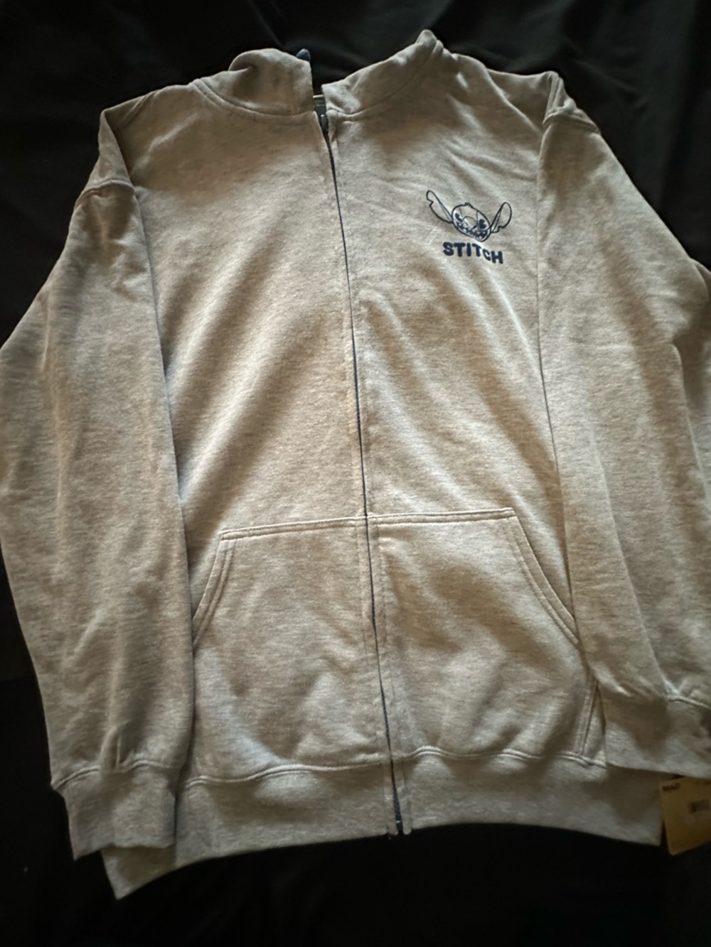 Disney Stitch Hoodie in Light Gray with Navy Accent